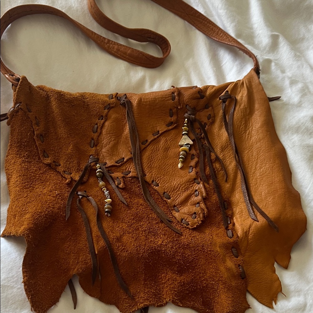 ERDA - Handcrafted Brown Leather Fringe Crossbody Bag